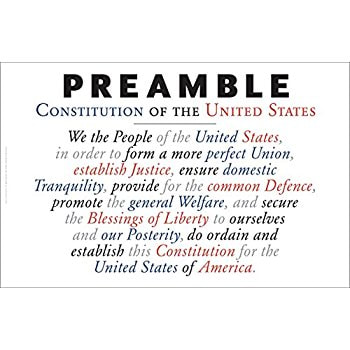 preamble constitution states united government classroom poster many american words three grade self amazon principle sovereignty